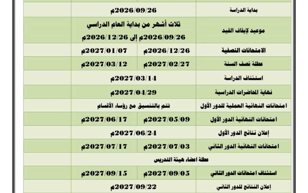 #إعلان الخطة الدراسية والجدول الدراسي للسنة الثانية